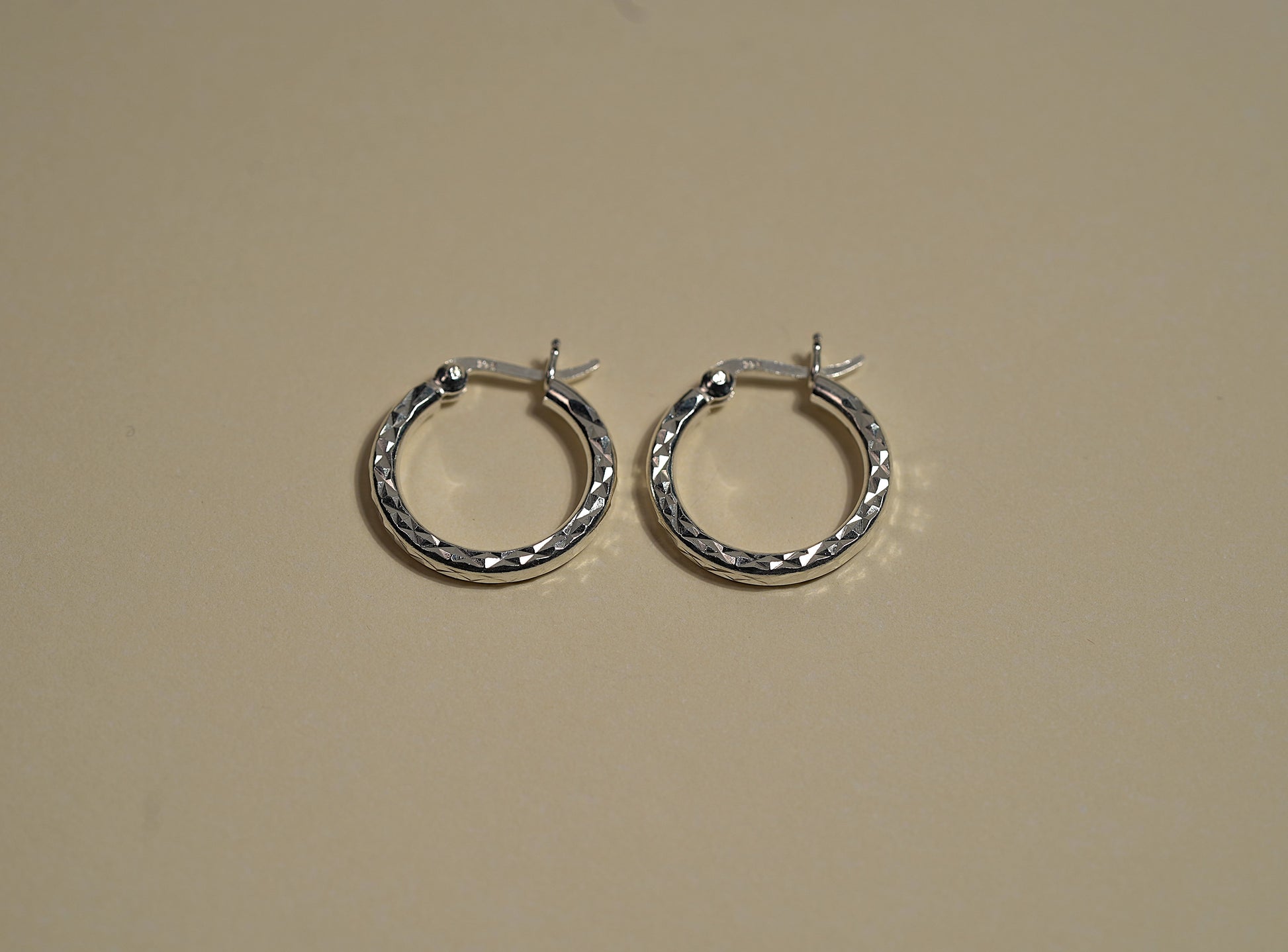 Small Textured Silver Hoop Earrings - Griha Threads & Treasure