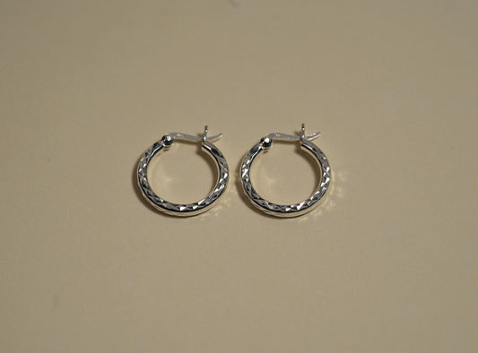 Small Textured Silver Hoop Earrings - Griha Threads & Treasure