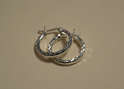 Small Textured Silver Hoop Earrings - Griha Threads & Treasure