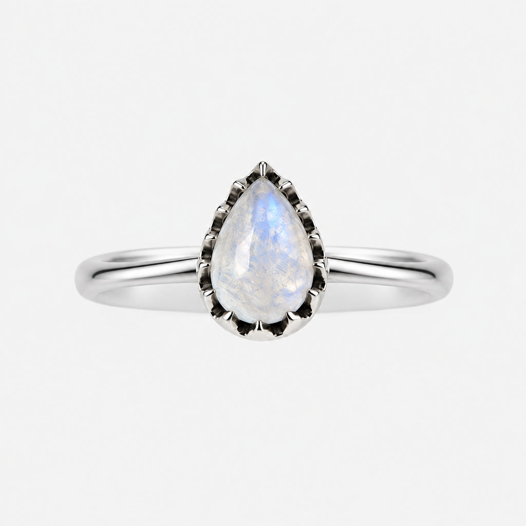 Tear Shaped Moonstone Ring - Griha Threads & Treasure