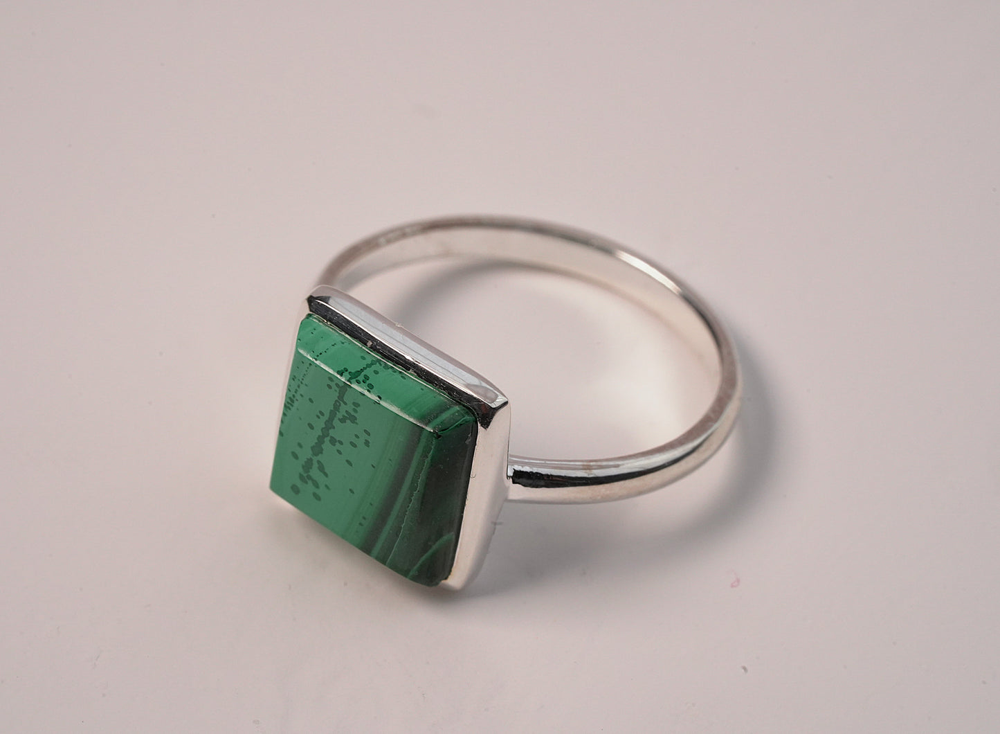 Square Malachite Stone Ring - Griha Threads & Treasure