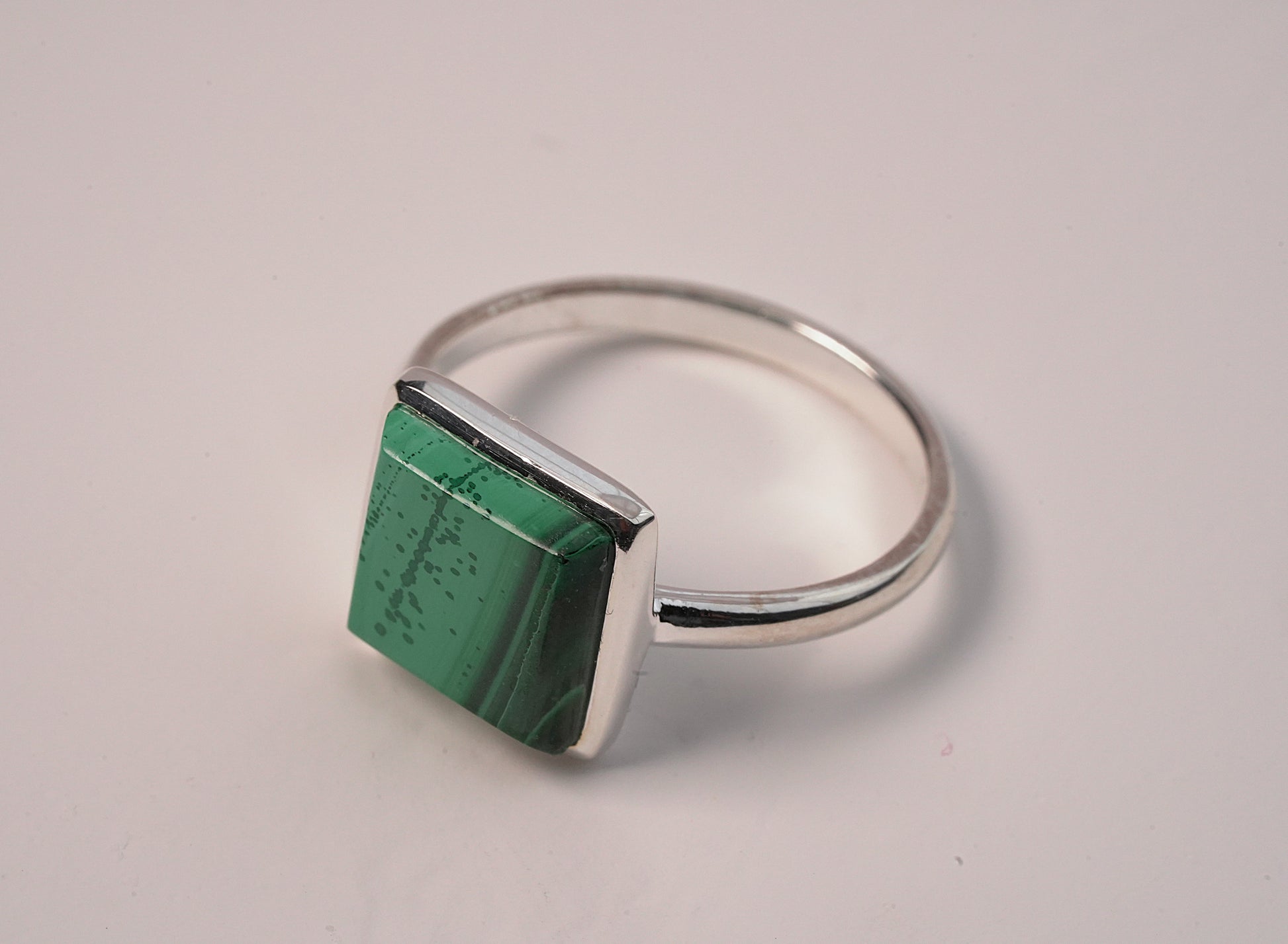 Square Malachite Stone Ring - Griha Threads & Treasure