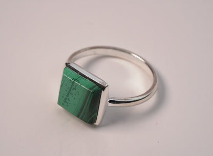 Square Malachite Stone Ring - Griha Threads & Treasure