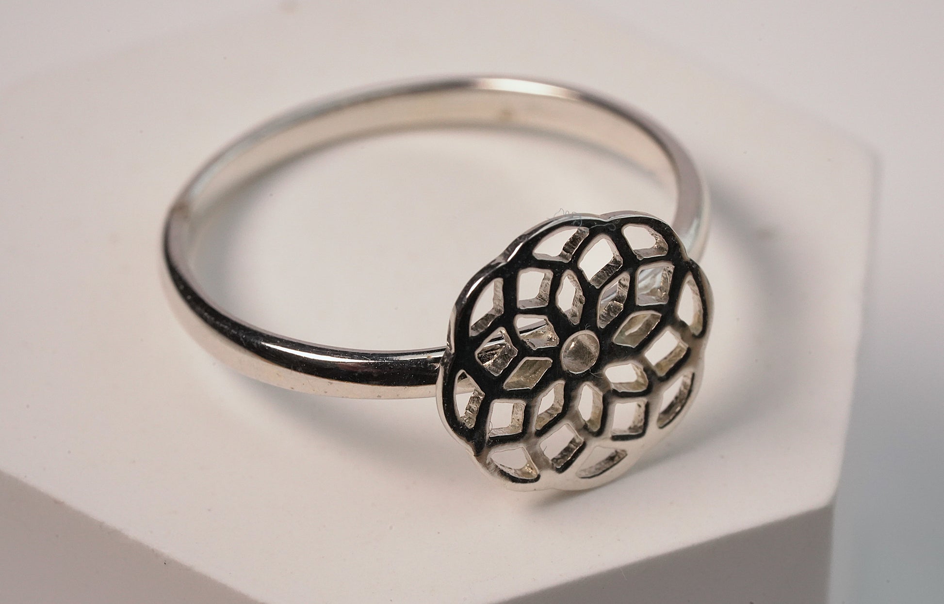 Silver Round Mandala Ring - Griha Threads & Treasure