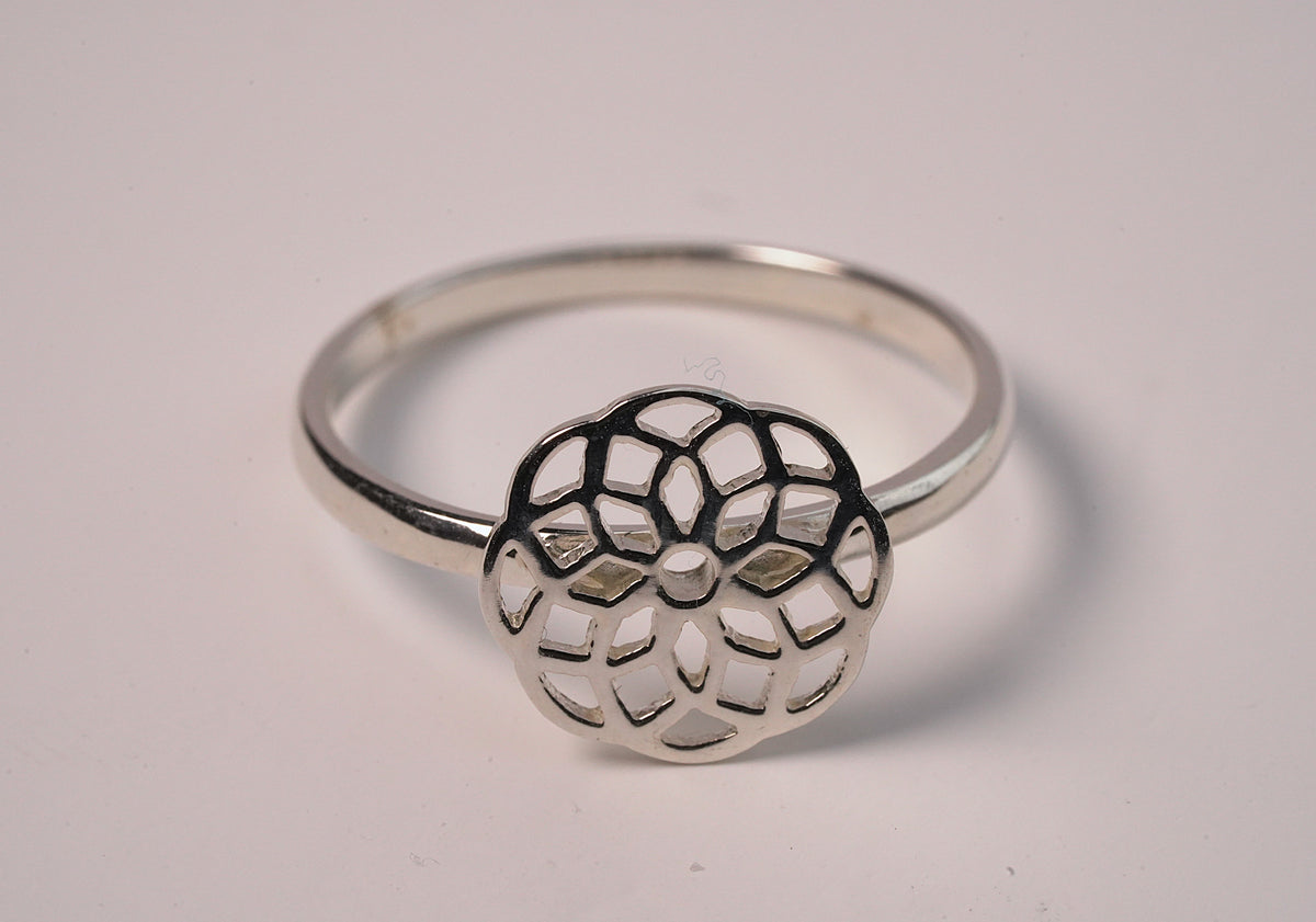 Silver Round Mandala Ring - Griha Threads & Treasure