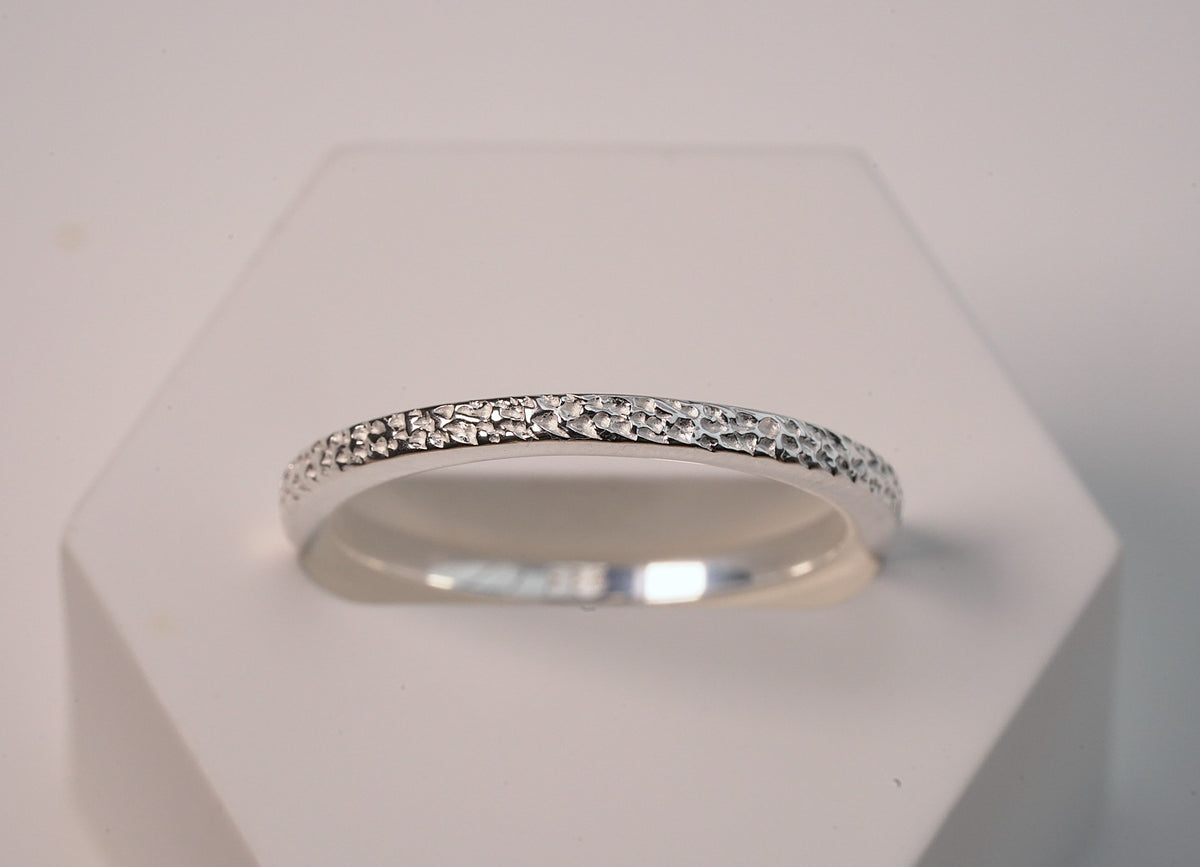 Textured Silver Stackable Ring - Griha Threads & Treasure