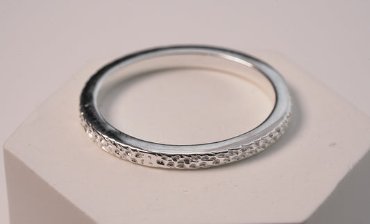 Textured Silver Stackable Ring - Griha Threads & Treasure