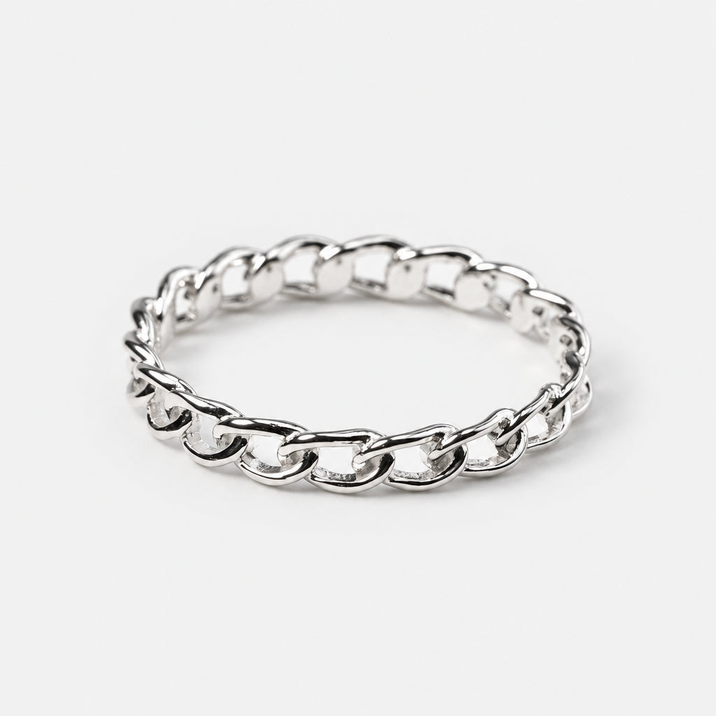 Silver Thin Chain Ring - Griha Threads & Treasure