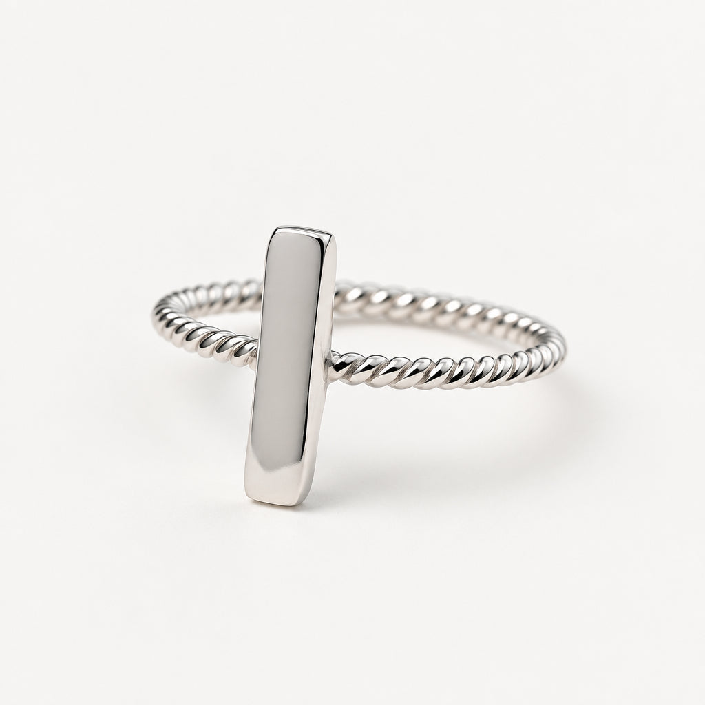 T-Bar Petite Silver Ring - Griha Threads & Treasure