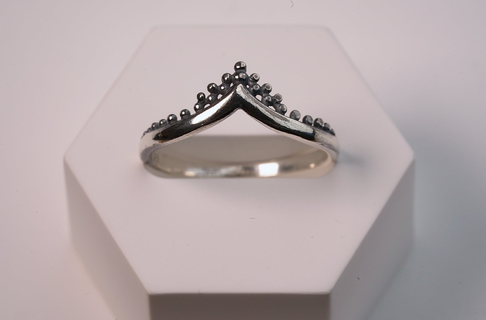 V Shaped Adorned Stacker Ring - Griha Threads & Treasure