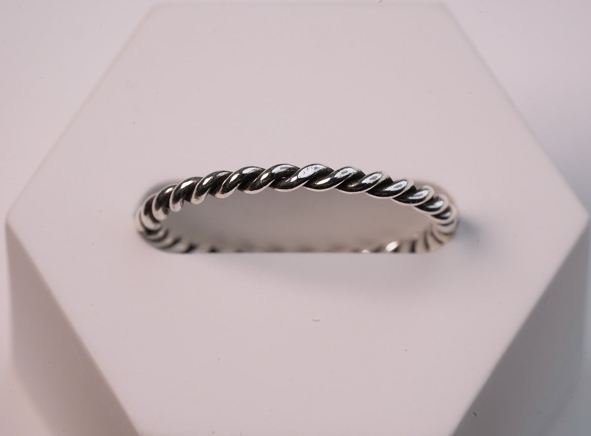 Twisted Silver Stackable Ring - Griha Threads & Treasure