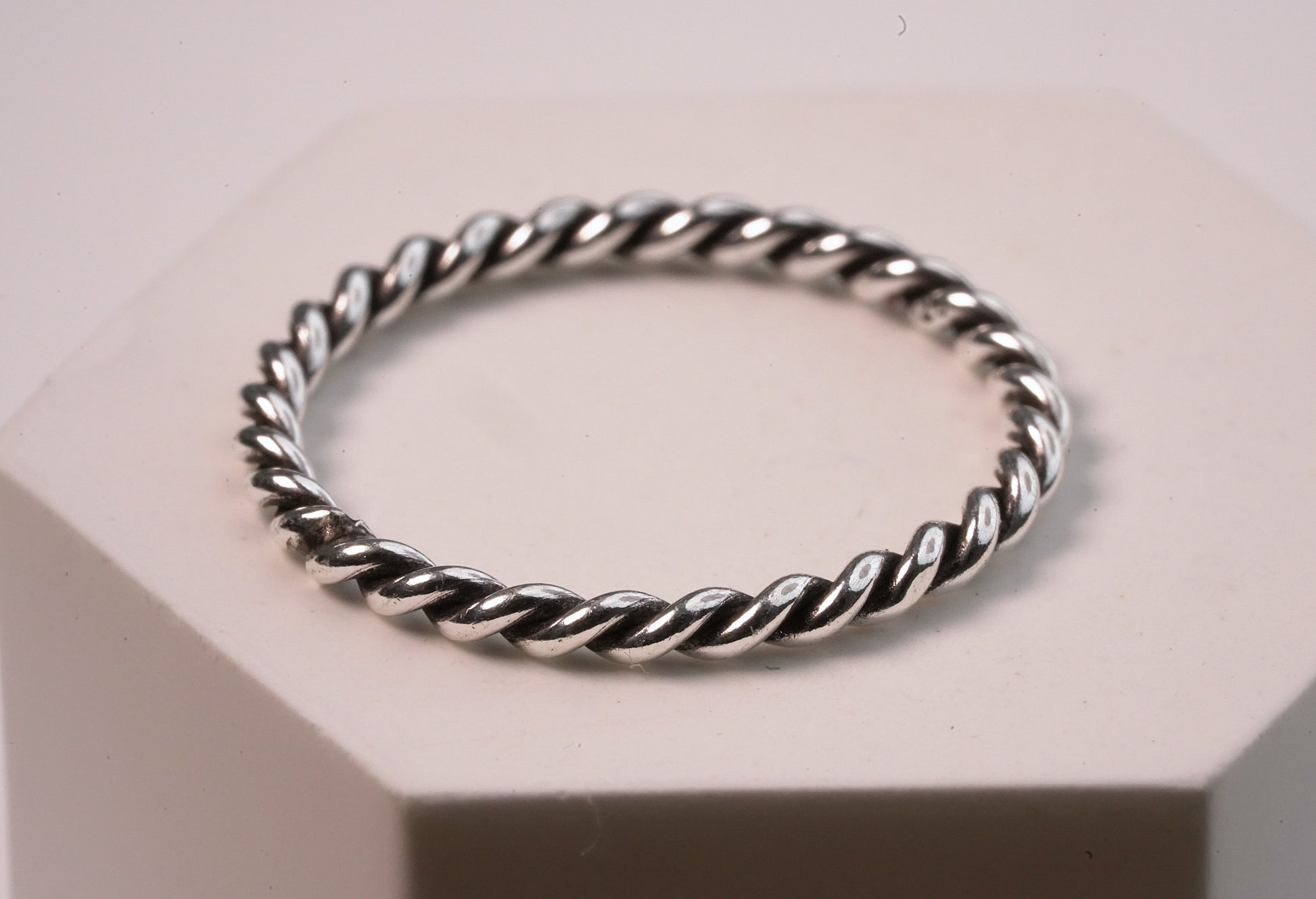 Twisted Silver Stackable Ring - Griha Threads & Treasure