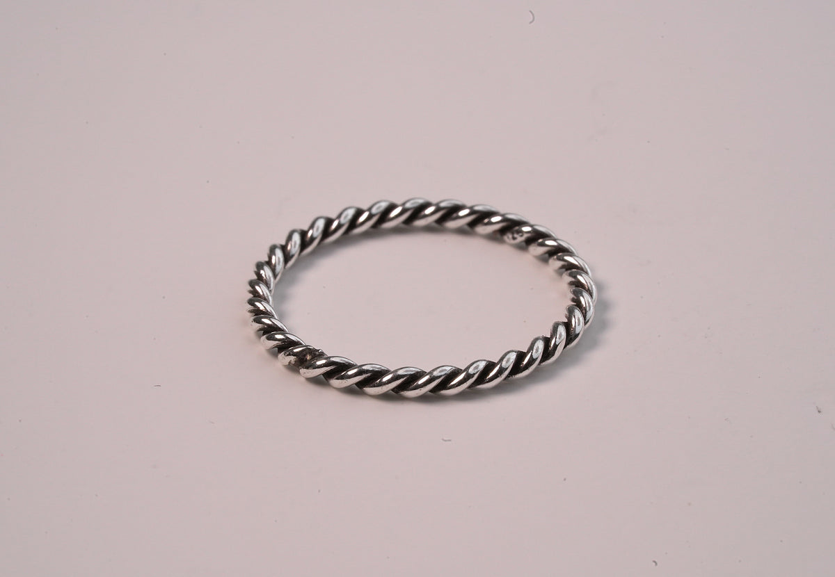 Twisted Silver Stackable Ring - Griha Threads & Treasure