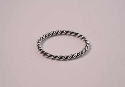 Twisted Silver Stackable Ring - Griha Threads & Treasure