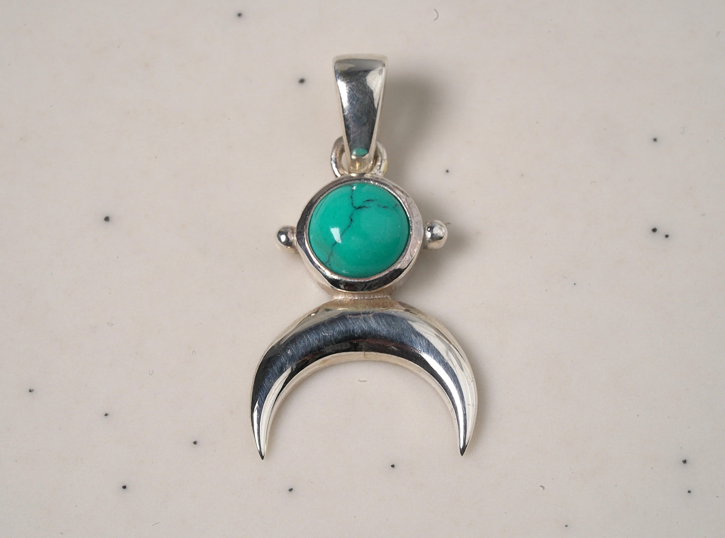 Turquoise Crescent Moon Pendant - Griha Threads & Treasure