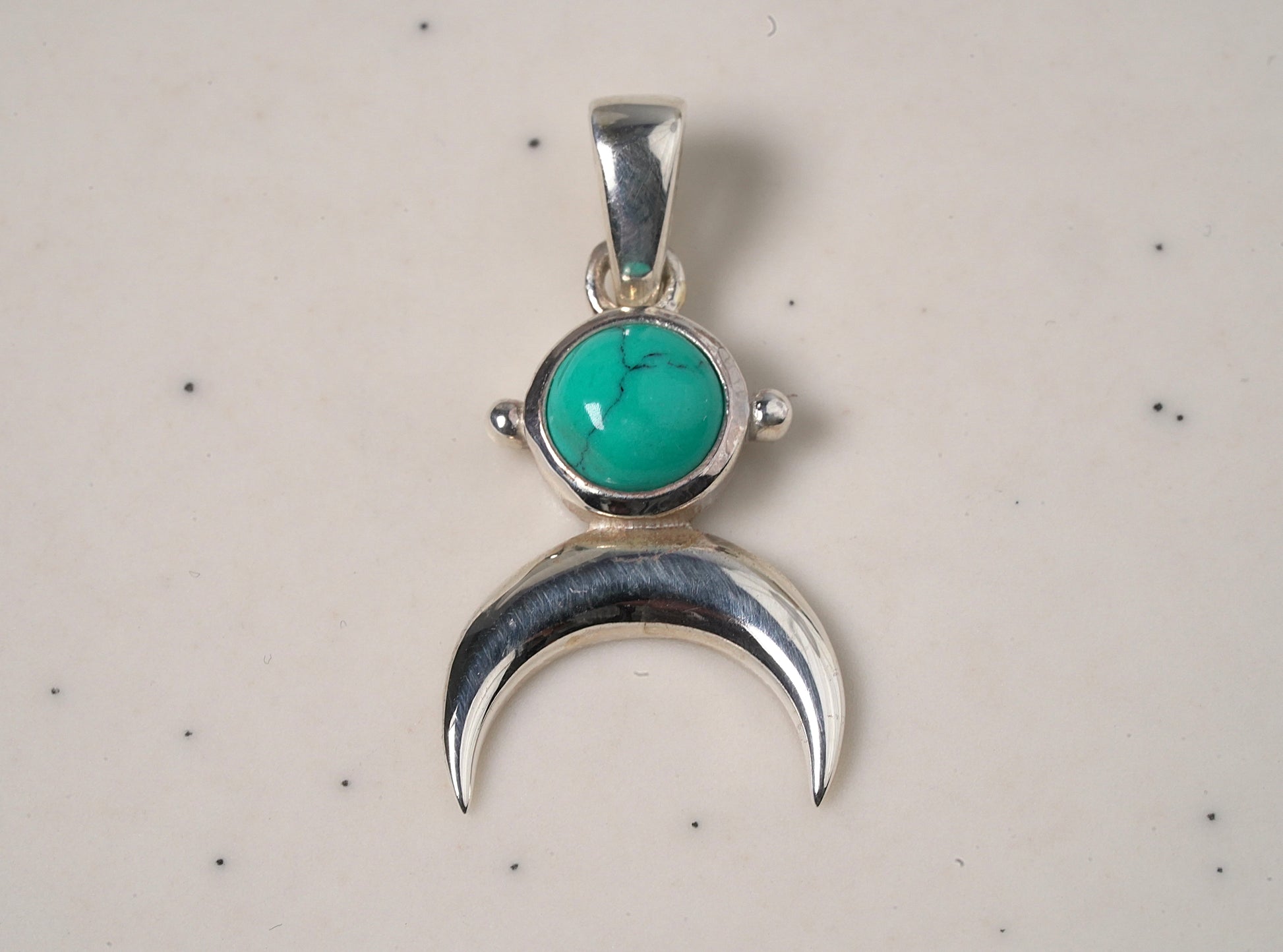 Turquoise Crescent Moon Pendant - Griha Threads & Treasure