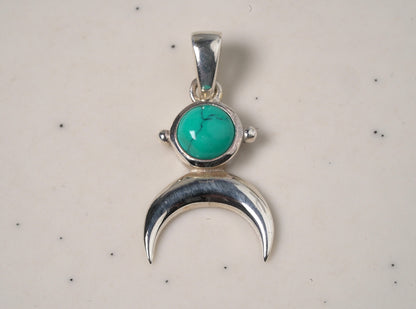 Turquoise Crescent Moon Pendant - Griha Threads & Treasure