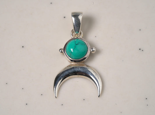 Turquoise Crescent Moon Pendant - Griha Threads & Treasure