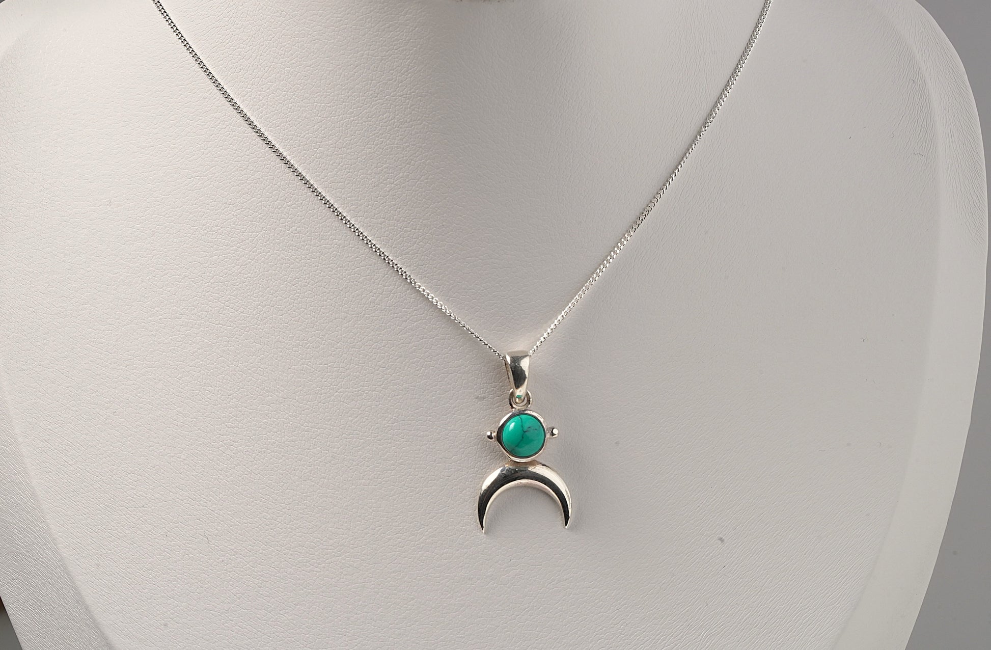 Turquoise Crescent Moon Pendant - Griha Threads & Treasure