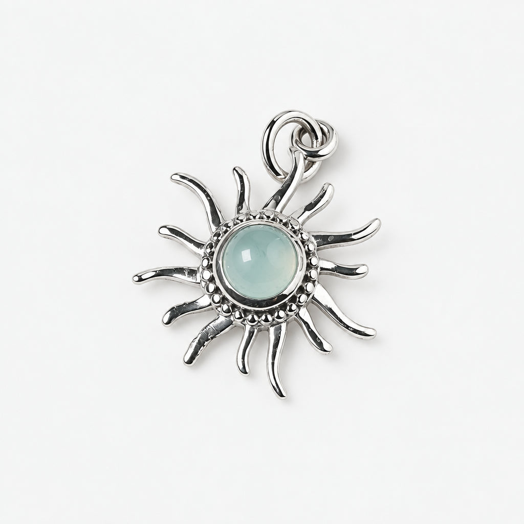 Sunray Pendant with Precious Stone - Griha Threads & Treasure