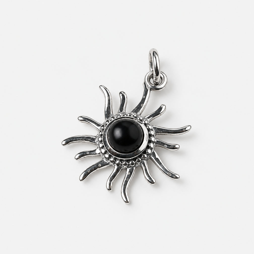 Sunray Pendant with Precious Stone - Griha Threads & Treasure