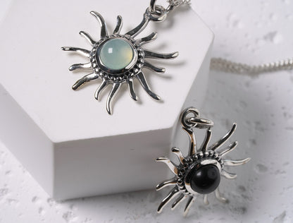 Sunray Pendant with Precious Stone - Griha Threads & Treasure