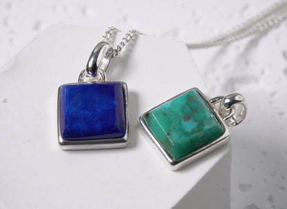 Square Precious Stone Pendant - Griha Threads & Treasure