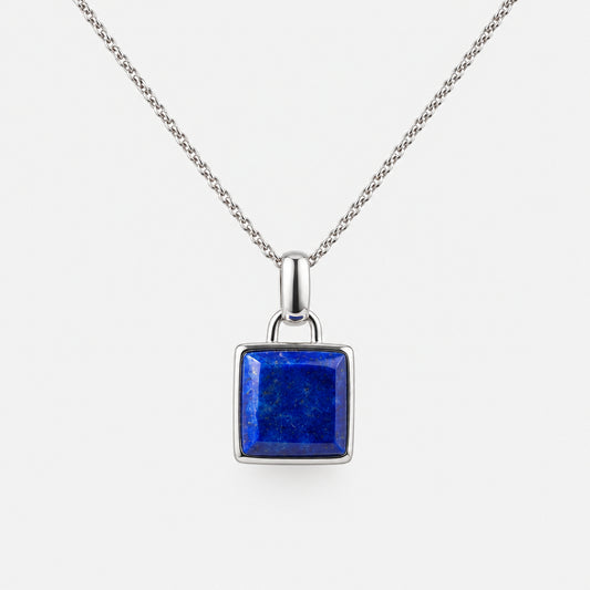 Square Precious Stone Pendant - Griha Threads & Treasure