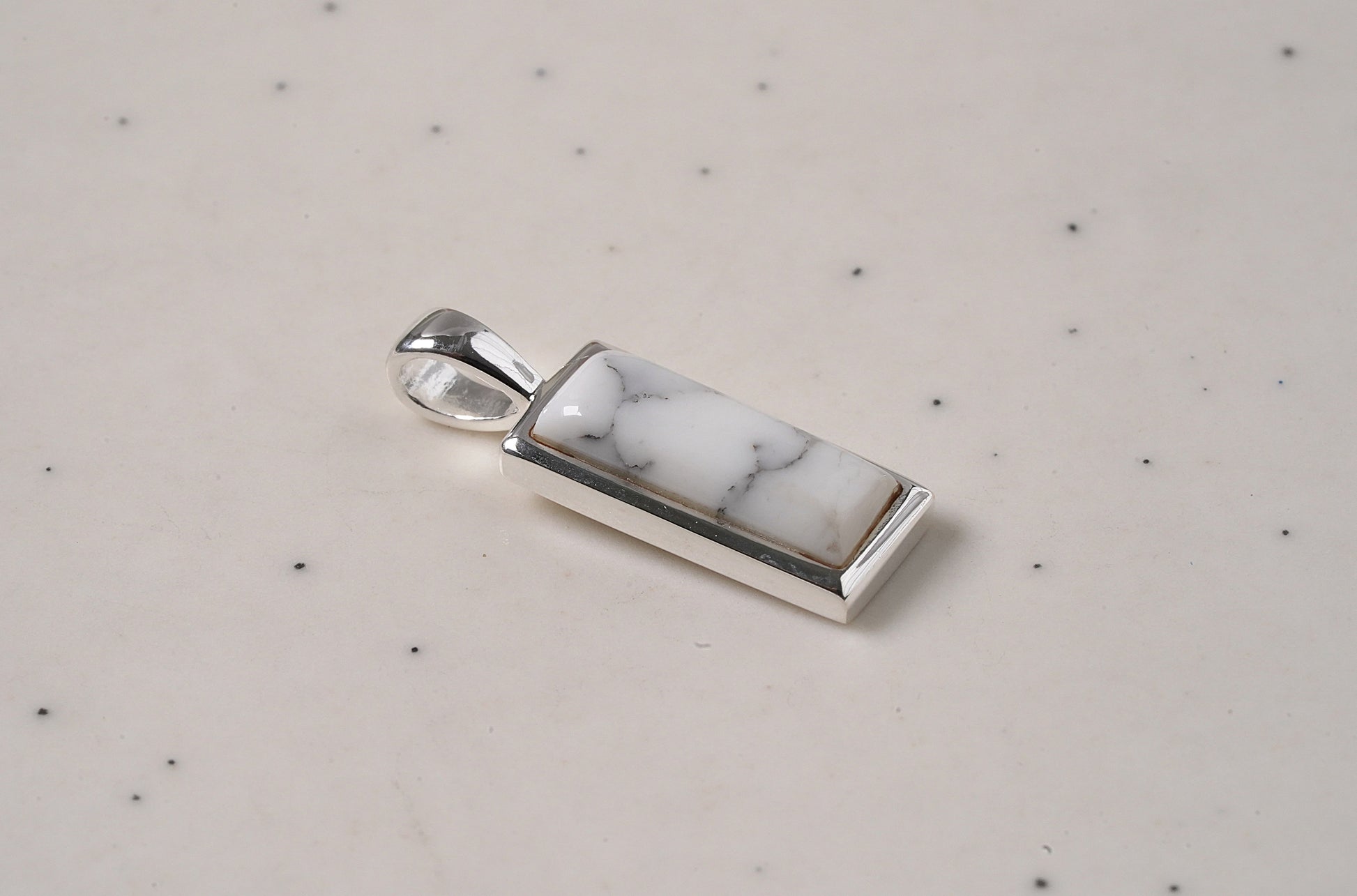 White Granite Pendant - Griha Threads & Treasure