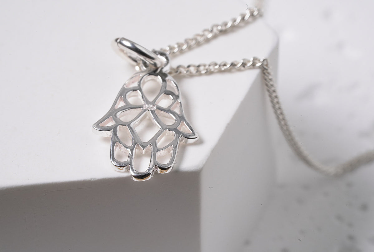 Sterling Silver Hamsa Pendant - Griha Threads & Treasure