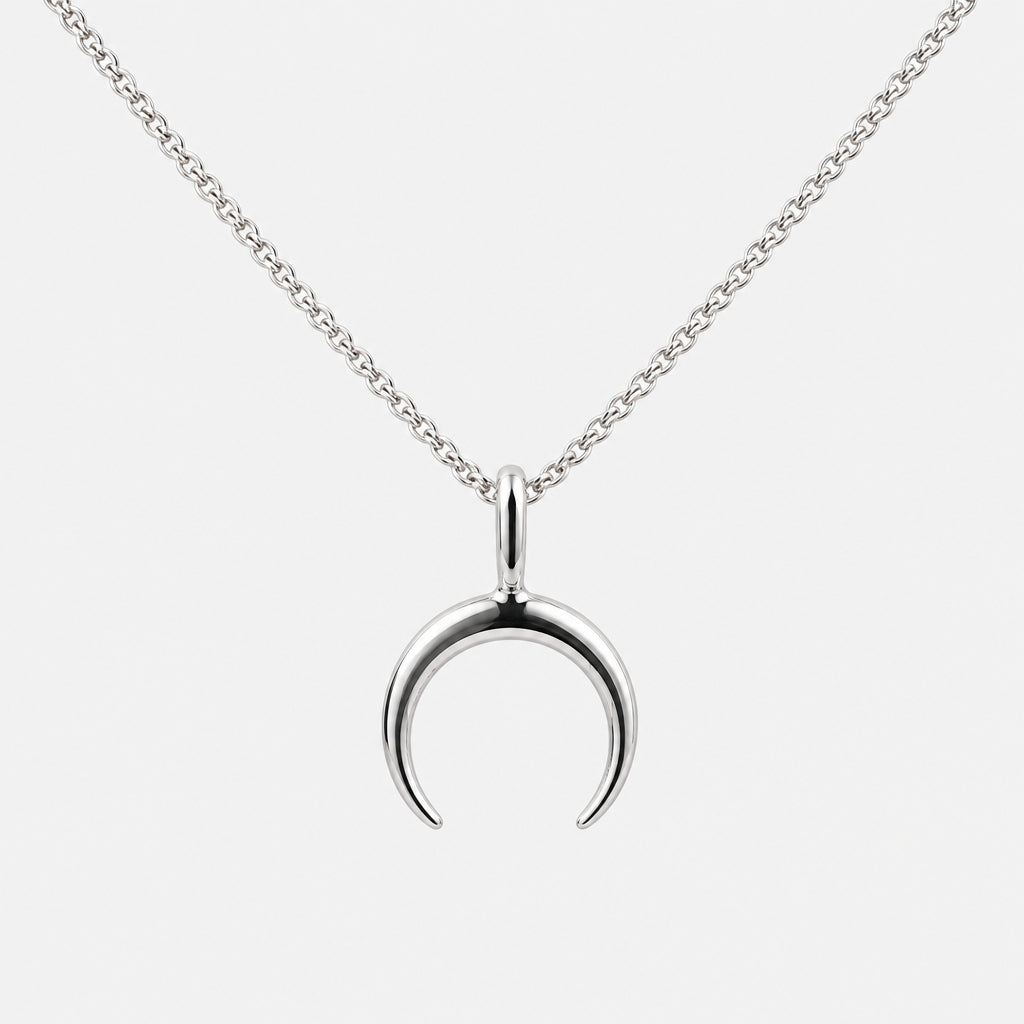 Sterling Silver Crescent Moon Pendant - Griha Threads & Treasure