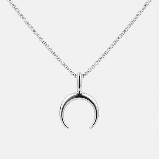 Sterling Silver Crescent Moon Pendant - Griha Threads & Treasure