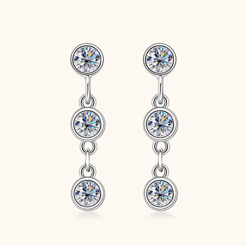 Moissanite bezel dangle drop earrings