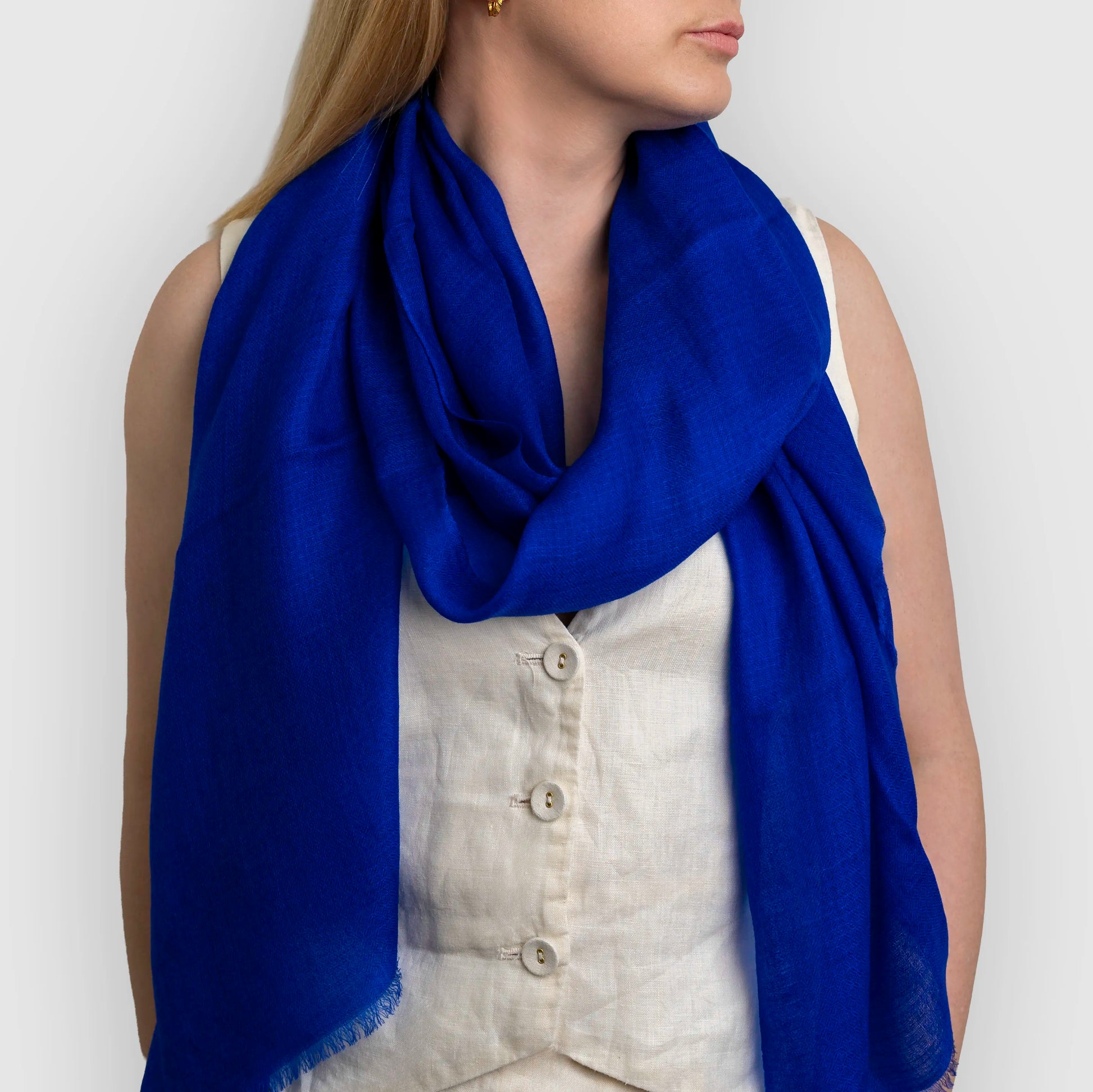 Electric blue pashmina wrap scarf