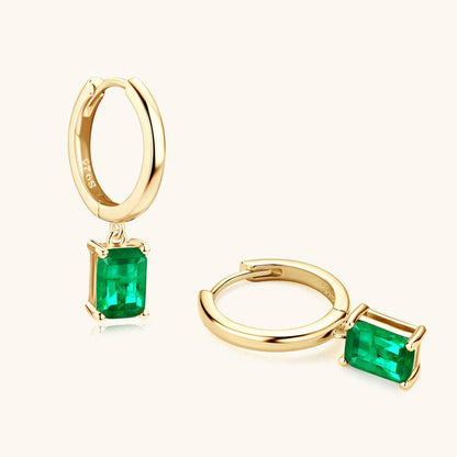 Emerald Dangle Earrings -Sterling Silver