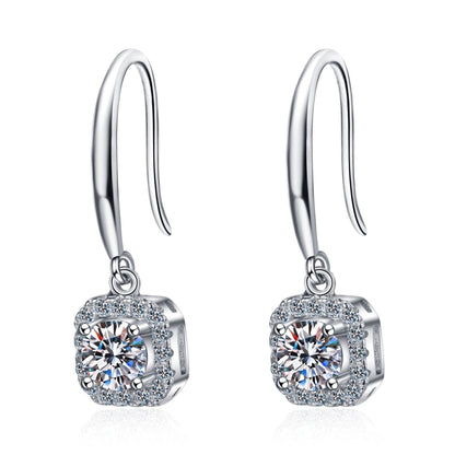 Four-Prong Moissanite Hook Earrings in 925 Sterling Silver
