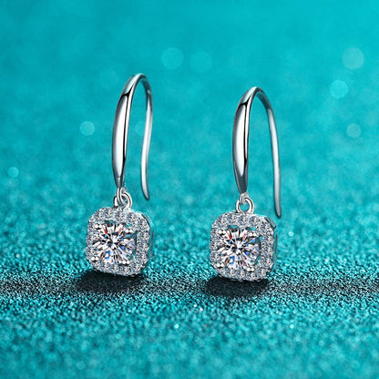 Four-Prong Moissanite Hook Earrings in Sterling Silver