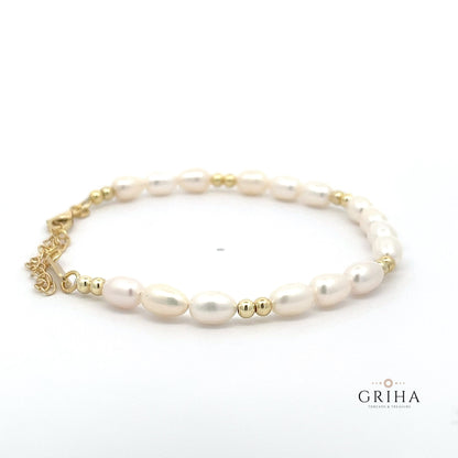 Fresh water pearl gold bracelet