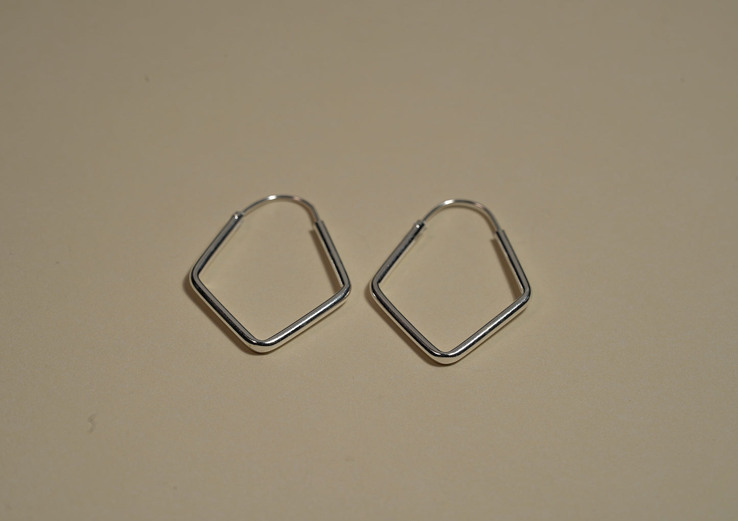 Silver Triangular Geometric Hoop Earrings - Griha Threads & Treasure