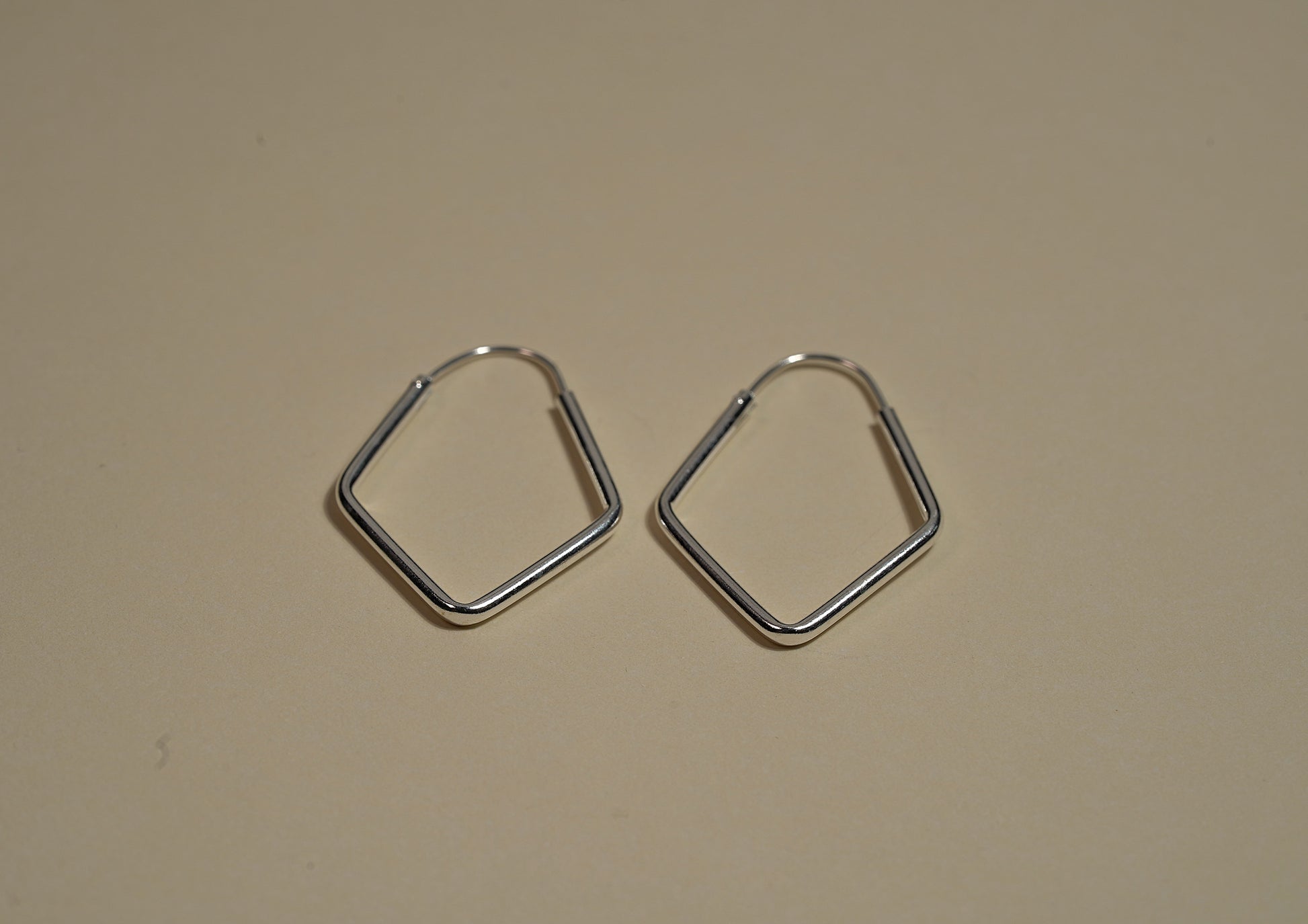 Silver Triangular Geometric Hoop Earrings - Griha Threads & Treasure
