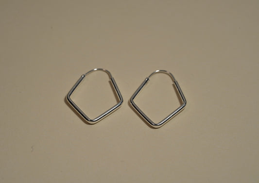 Silver Triangular Geometric Hoop Earrings - Griha Threads & Treasure