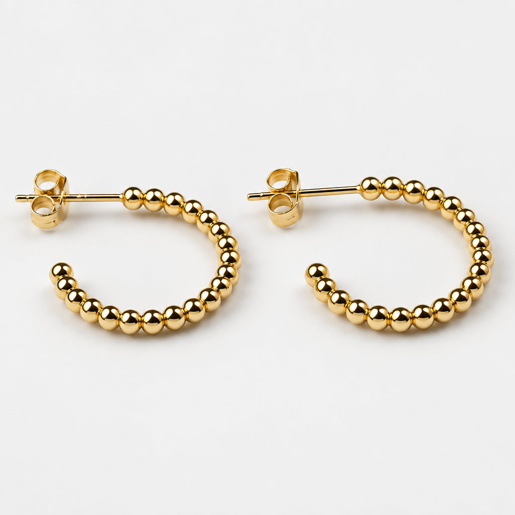 Gold Plated 925 Sterling silver ball hoop earrings