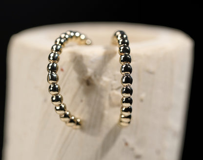 Gold Plated 925 Sterling Silver C-Style Ball Hoop Earrings - Griha Threads & Treasure