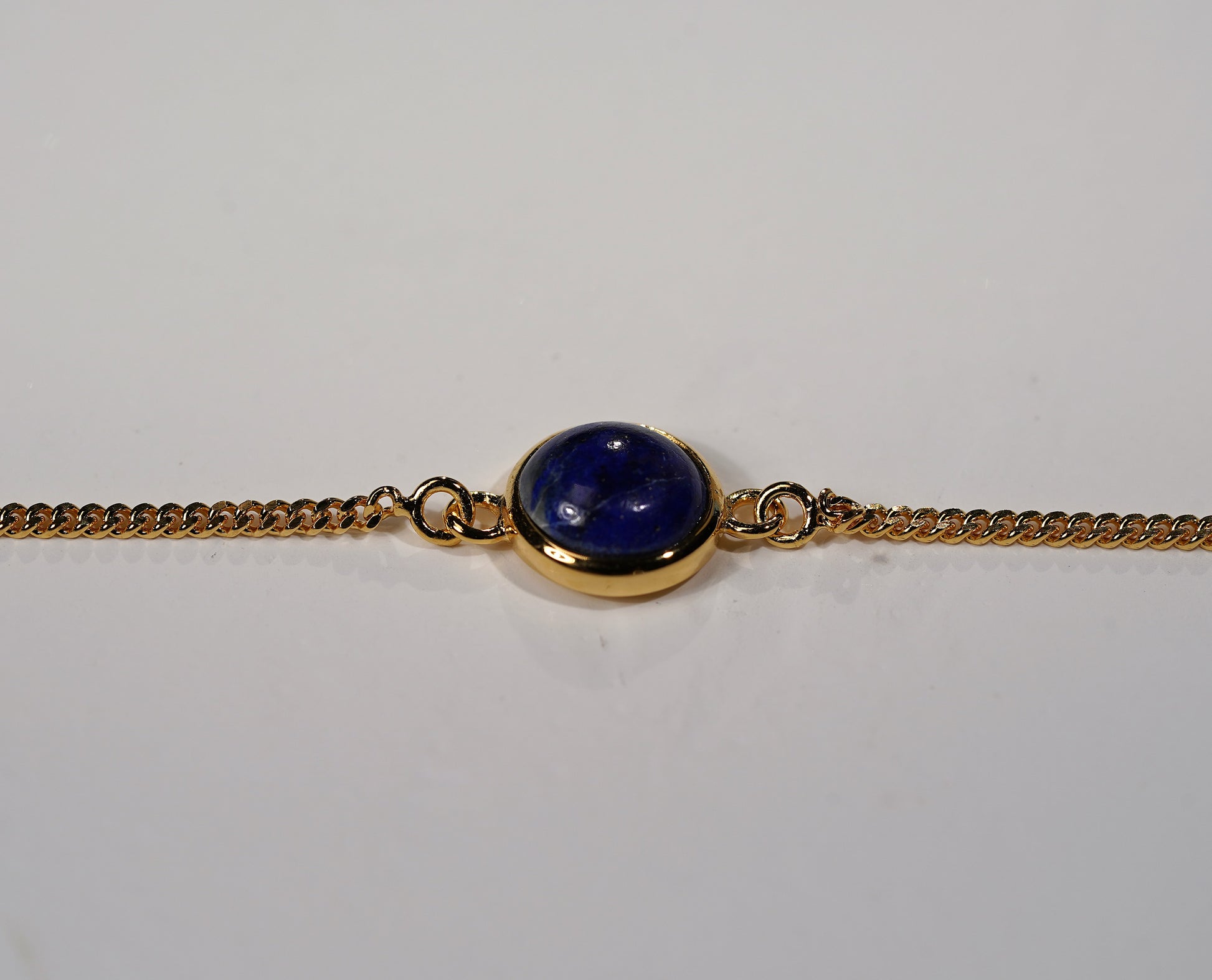Gold Plated 925 Sterling Silver Bracelet with Round Stone Feature- Onyx, Pearl, Lapis and Turquoise - Griha Threads & Treasure