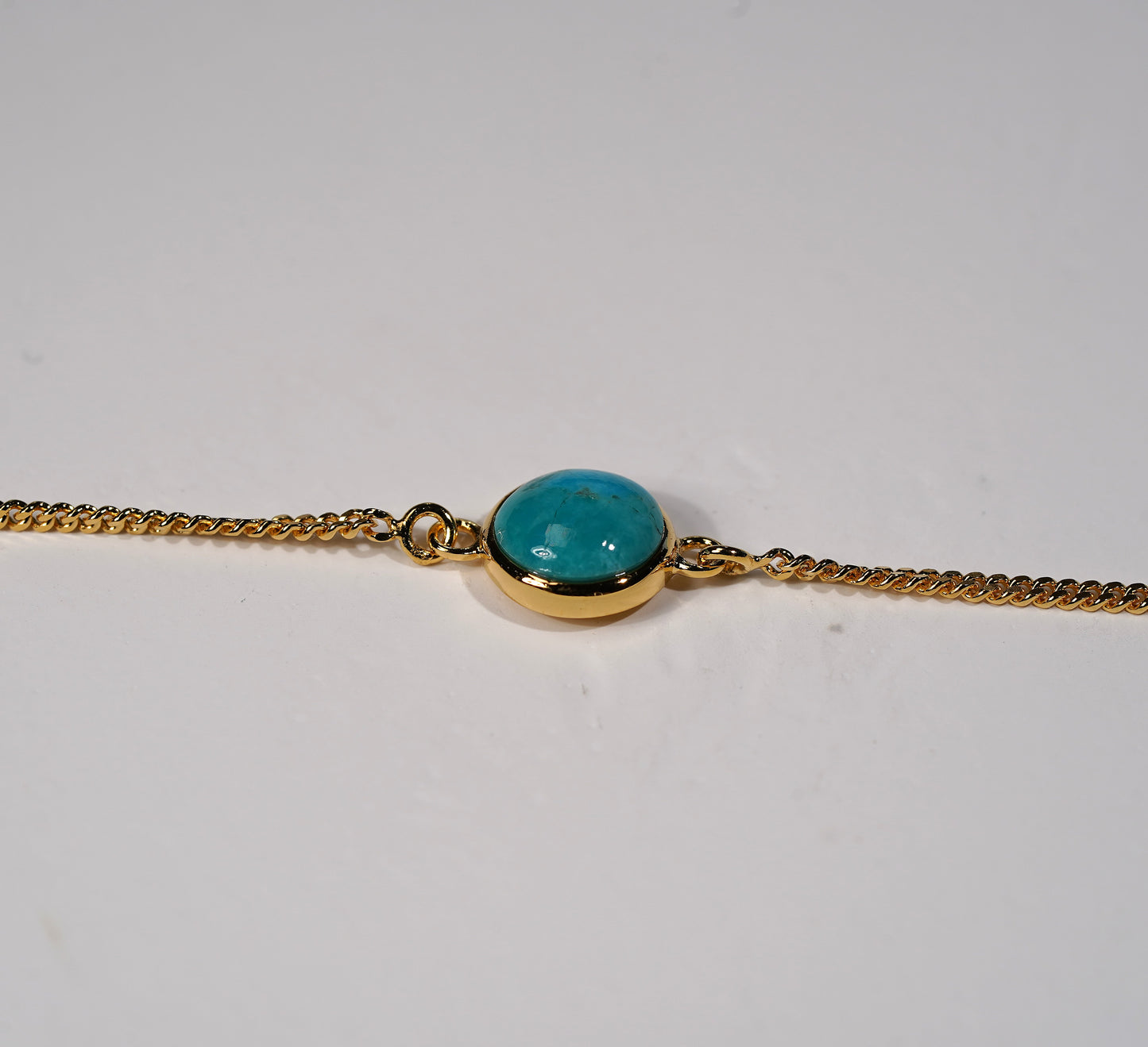 Gold Plated Bracelet Round Stone Feature- turquoise 