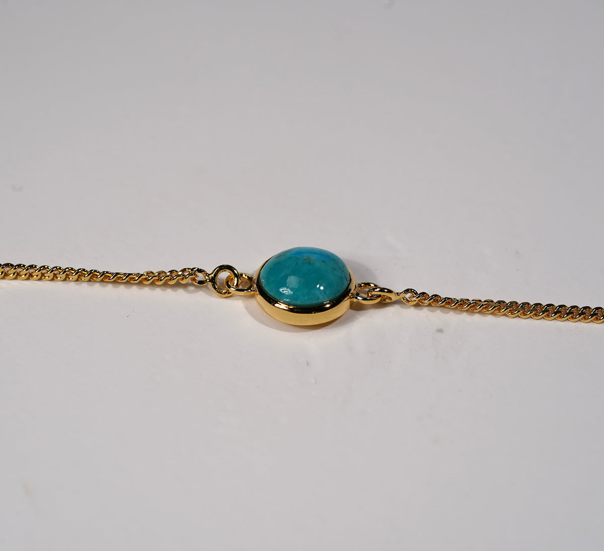 Gold Plated Bracelet Round Stone Feature- turquoise 