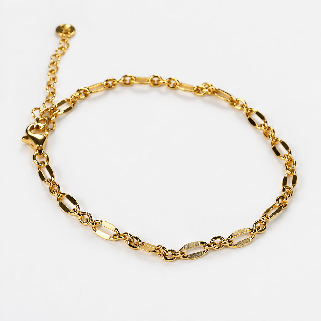 Gold Plated Sterling Silver Chain Link Bracelet - Griha Threads & Treasure