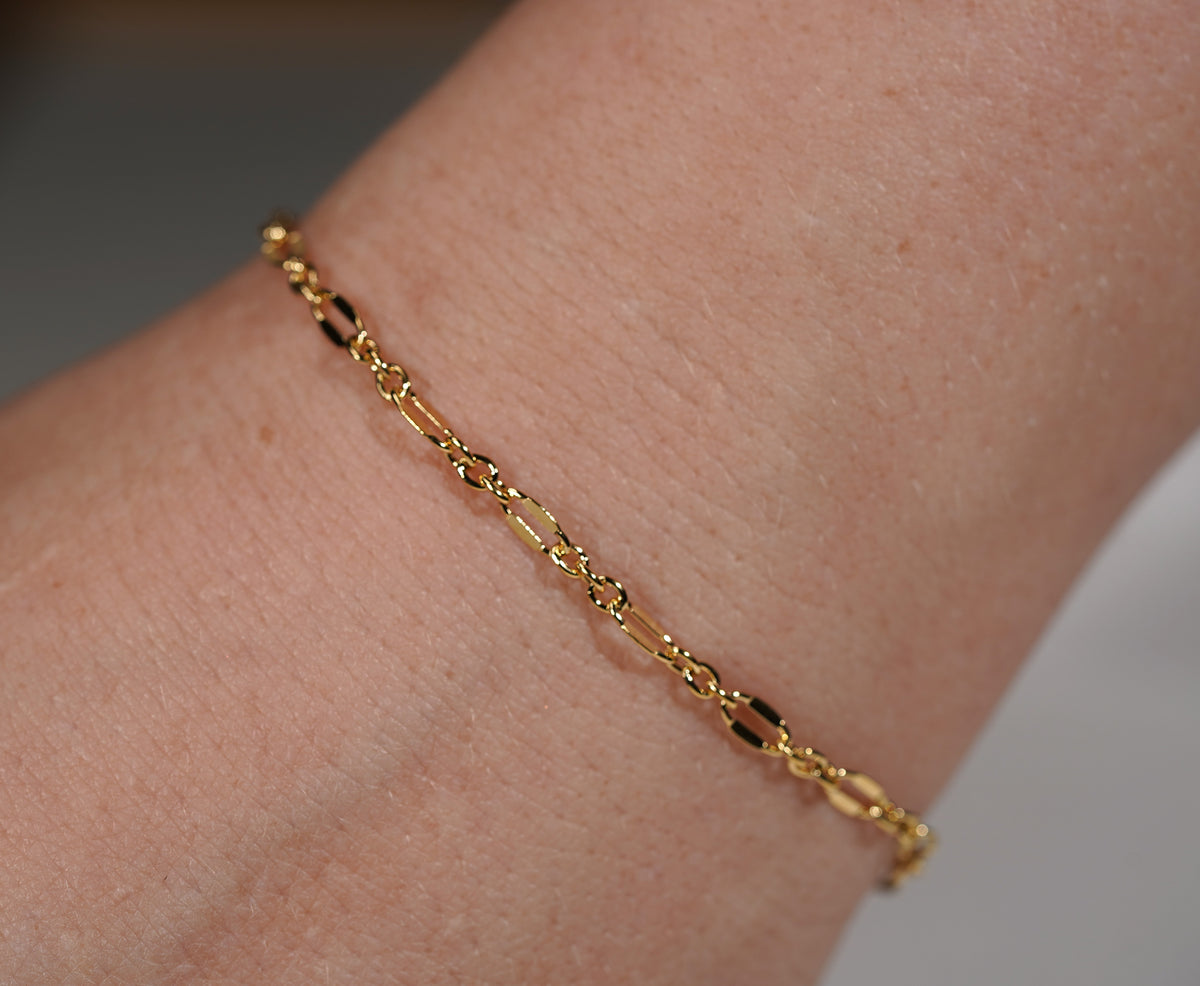 Gold Plated Sterling Silver Chain Link Bracelet - Griha Threads & Treasure