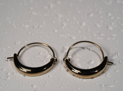 Gold plated on sterling silver hoop earring with moon feature 