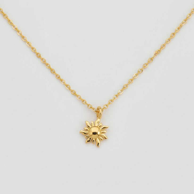 Gold Plated Sterling Silver Necklace with Sun Pendant